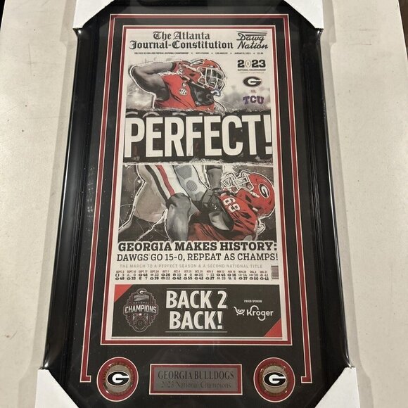 Georgia Bulldogs National Champs Atlanta Journal Constitution newspaper framed - Picture 1 of 3